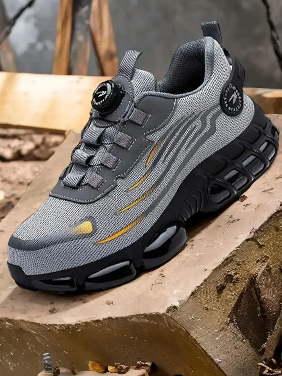

Новая защитная обувь с вращающейся кнопкой для мужчин, небьющаяся и противоскользящая рабочая обувь, модная мужская спортивная обувь, безопасная