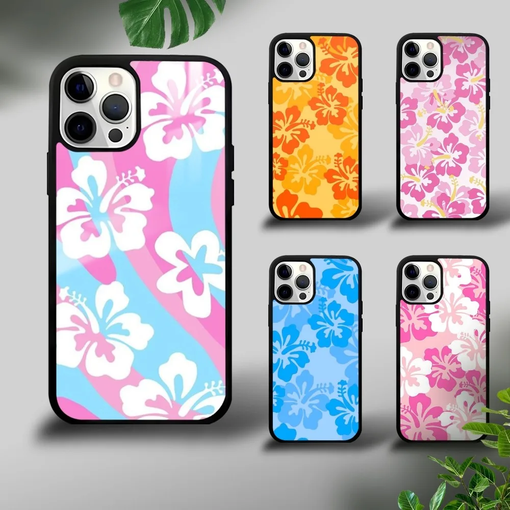 Pink On Pink Hibiscus Tropical Phone Case For iPhone 16 15 14 13 12 11 Pro Xs Max Mini Plus Celulares Hard Funda