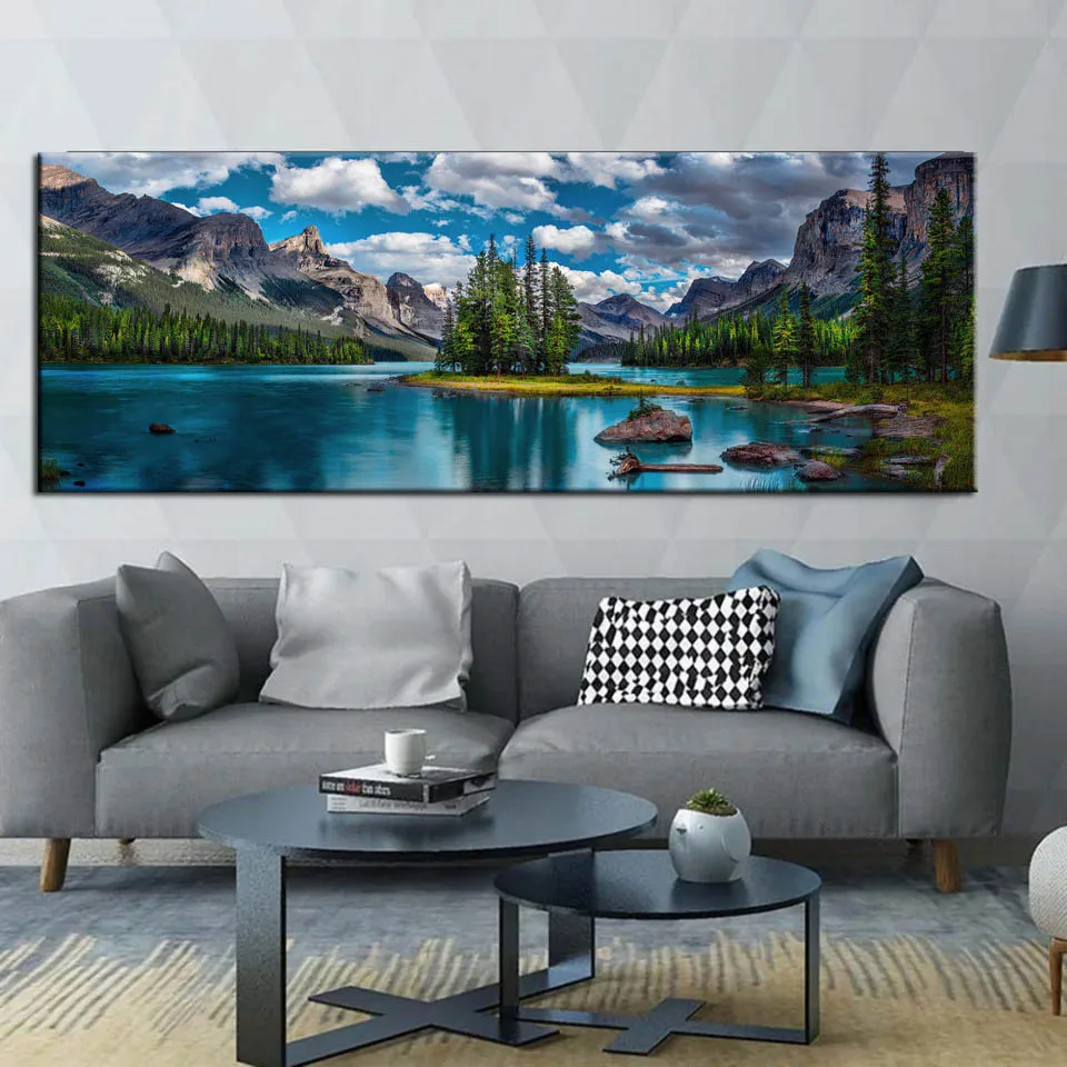 Blue Mountain Lake Seascape Tree Diy Diamond Painting Full Diamond Mosaic Needlework Garden Creek 5D Diamond Embroidery J3492