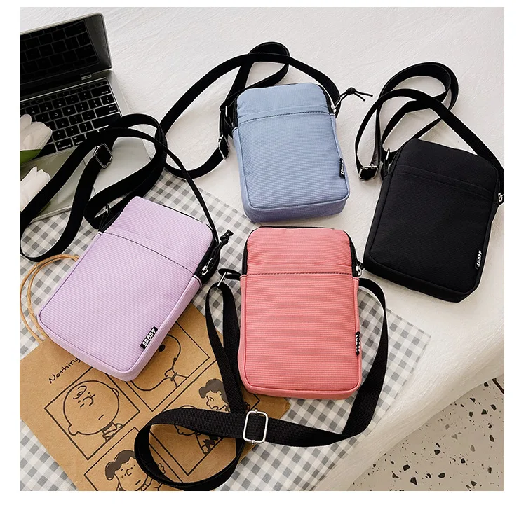 

Canvas Mobile Phone Pouch Women Mini Crossbody Bag Single Shoulder Bag Vertical Key Mobile Phone Bag Portable Coin Purse Wallet