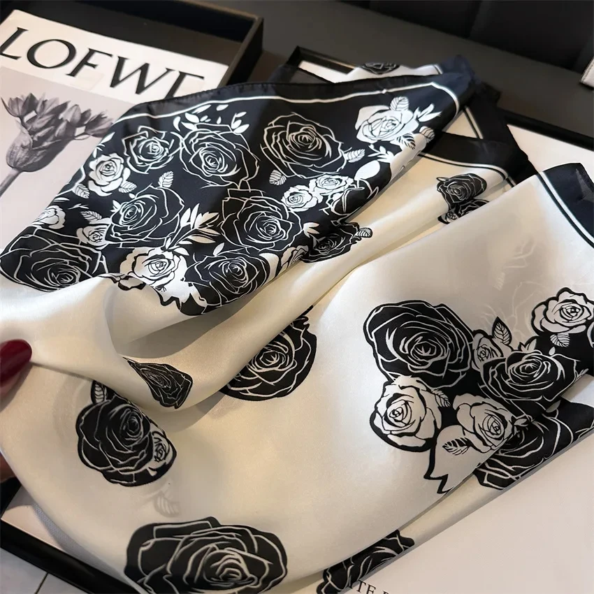 Korean Fashion Luxury Silk Scarfs Square Scarf Scarf Kerchief Popular Silk Scarves Bandanna Wraps Scarf Decoration Shawl