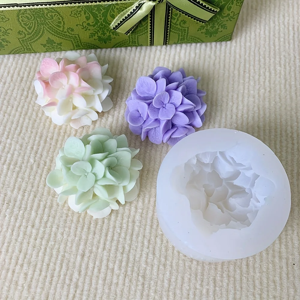 1pc Handcrafted 3D Hydrangea Flower Silicone Candle Mold Aromatherapy Plaster Wax Mould for DIY Crafts Home Decor Gift Making