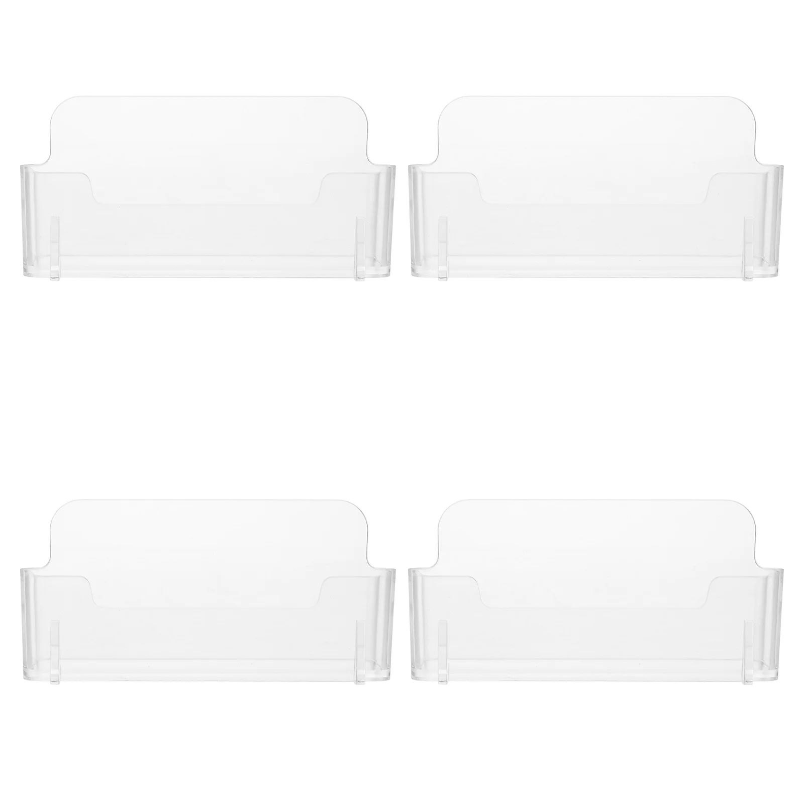 4 Pcs Transparent Business Card Holder Clear Cards Desktop Storage Display Stand Shelves Single Cell