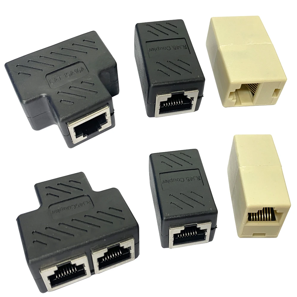 1pc Practical RJ45 Network Splitter Adapter Port CAT5/6 LAN Ethernet Cable High Performance 1 To 2 Ways Dual Female Switching