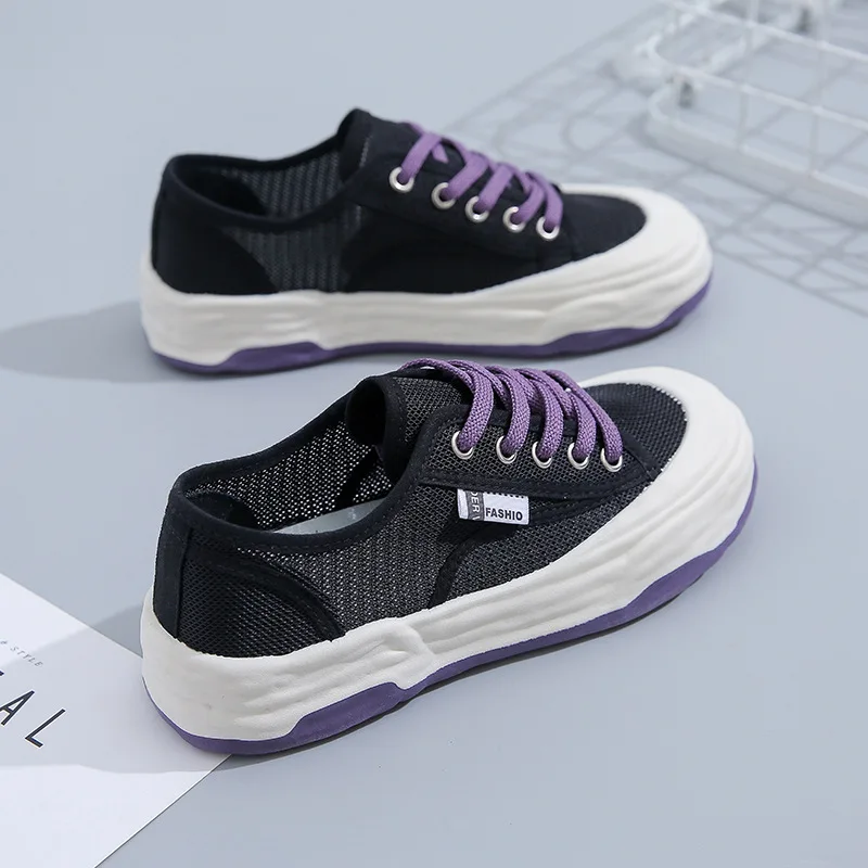 Women Fashion Sneakers New Air Mesh Sneakers Breathable Shoes Student Skateboard Casual Shoes Woman Platform Loafers Ladies