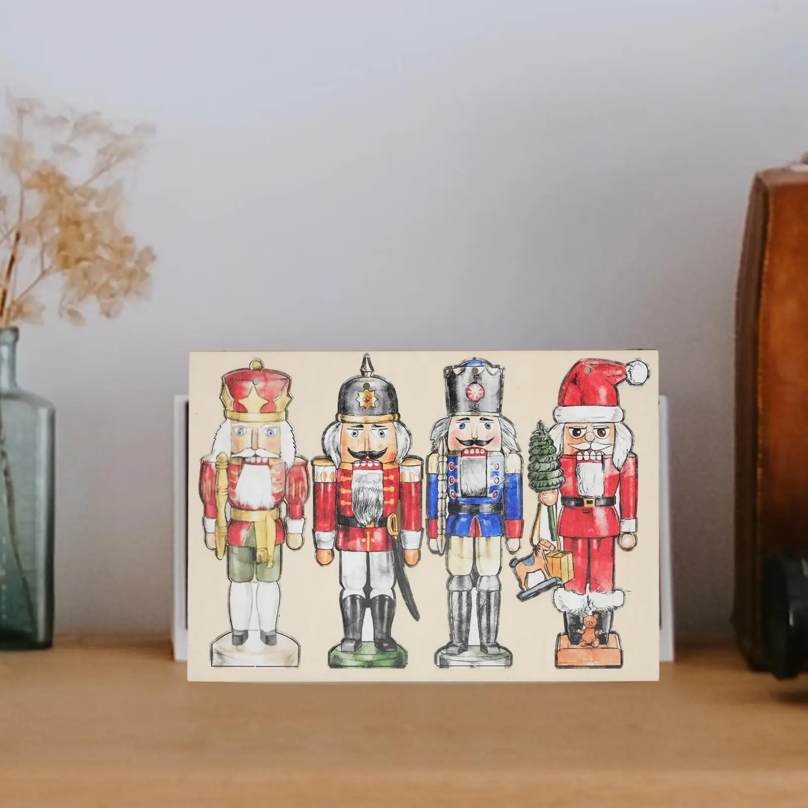 4 Pieces Christmas Nutcracker Hanging Ornament Nutcracker Figure Party Favors Wooden Nutcracker Soldier for Birthday Windows