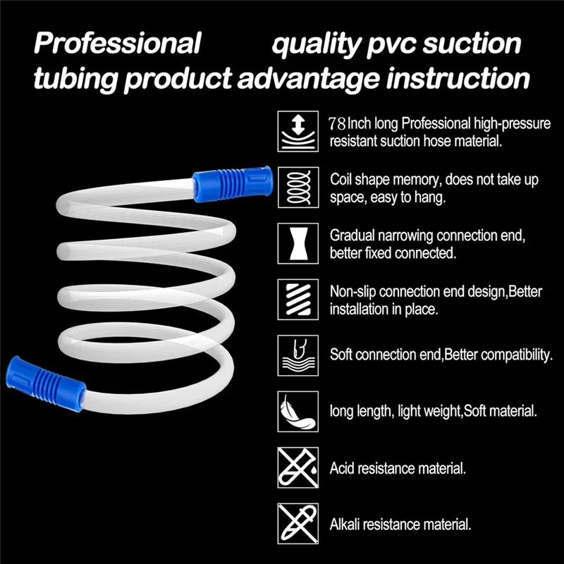 Mangueras de tubo de succión A43T, 3 unidades, 2M de largo, máquina de succión al vacío, tubo de recolección para uso doméstico, tubo de máquina de succión portátil