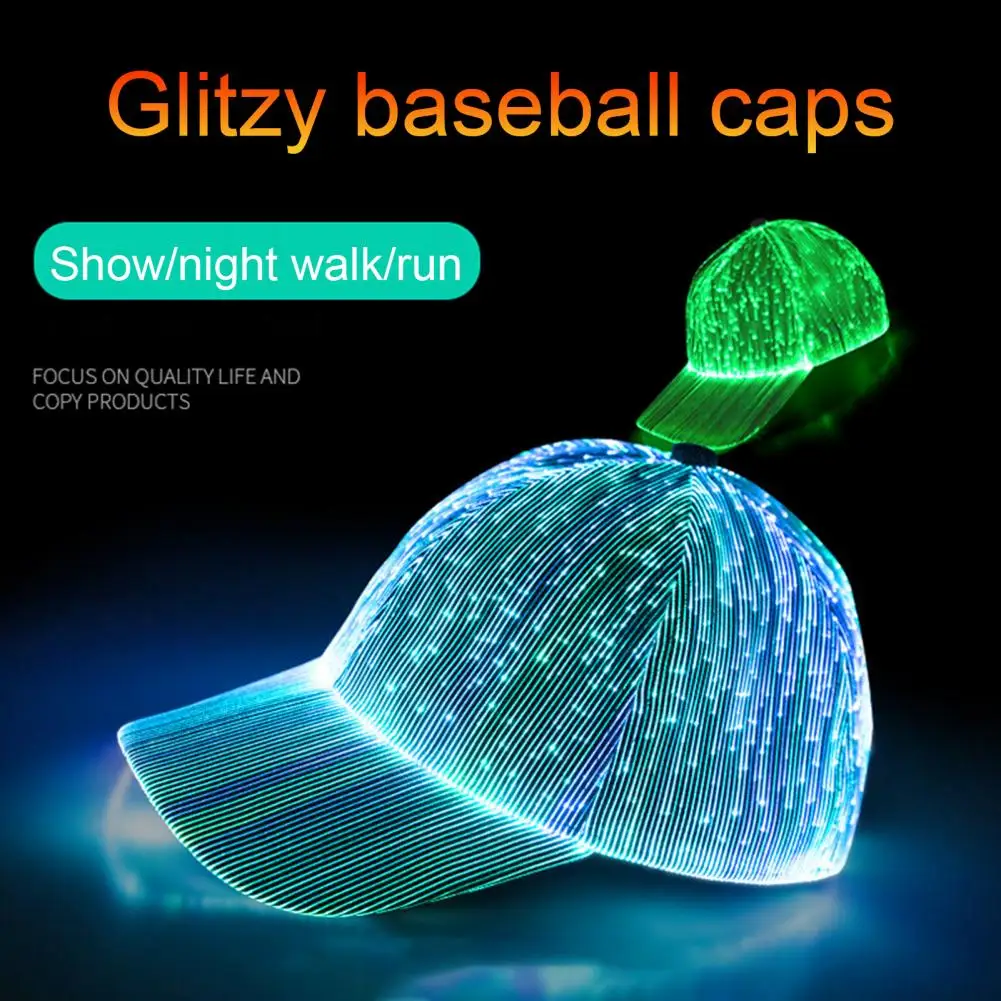 LED Hat Light Up Baseball Cap Flash Glow Hat USB Rechargeable Hip-Hop Luminous Hat Halloween Flashing Cap for Party Disco Bar