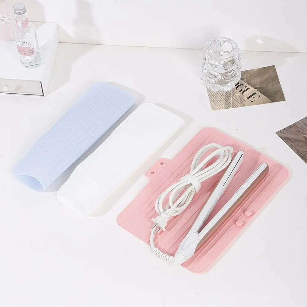 

Non-slip Silicone Heat Resistant Mat Hairdressing Flat Anti-heat Pads Curling Stick Hair Straightener