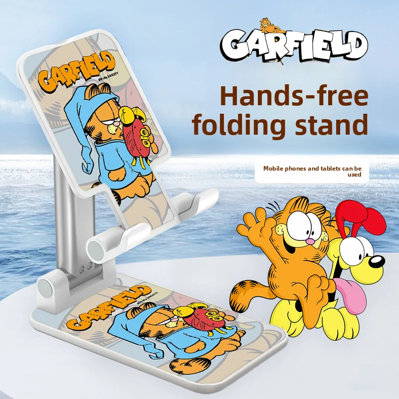 Garfield animation cartoon cute desktop multifunctional phone stand kawaii foldable adjustable universal phone holder wholesale view 4