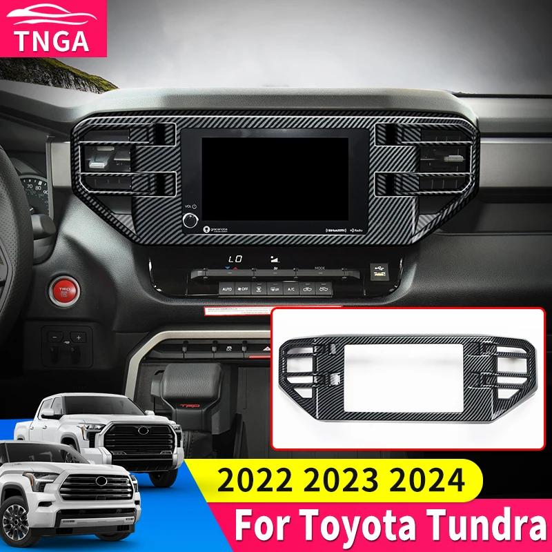 

For 2022 2023 2024 Toyota Tundra Sequoia Center Console Navigation Panel fiber pattern sticker Interior Decoration Accessories