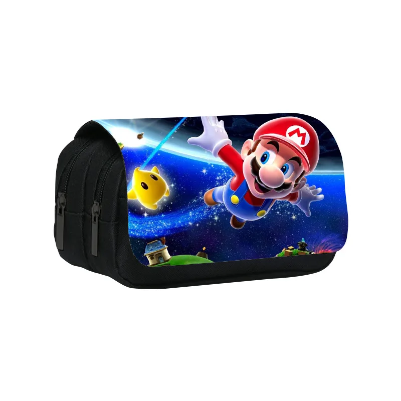 Super Mario Bros Cartoon Dubbellaags Etui Mario Anime Figuren Briefpapier Grote Capaciteit Potloodzak Student Geschenken