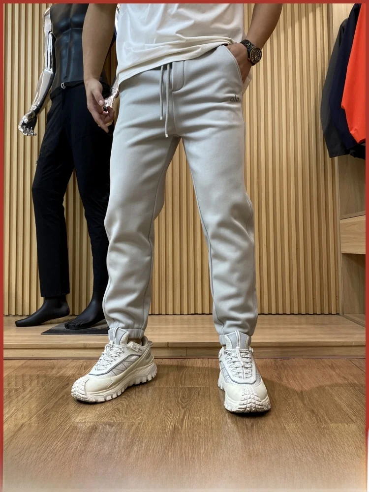 

Thiened Comfortable Men's Autumn Winter Cosite Fce Dstring Casual Long Pants Wear Resistant Youth Trend Bla ey...