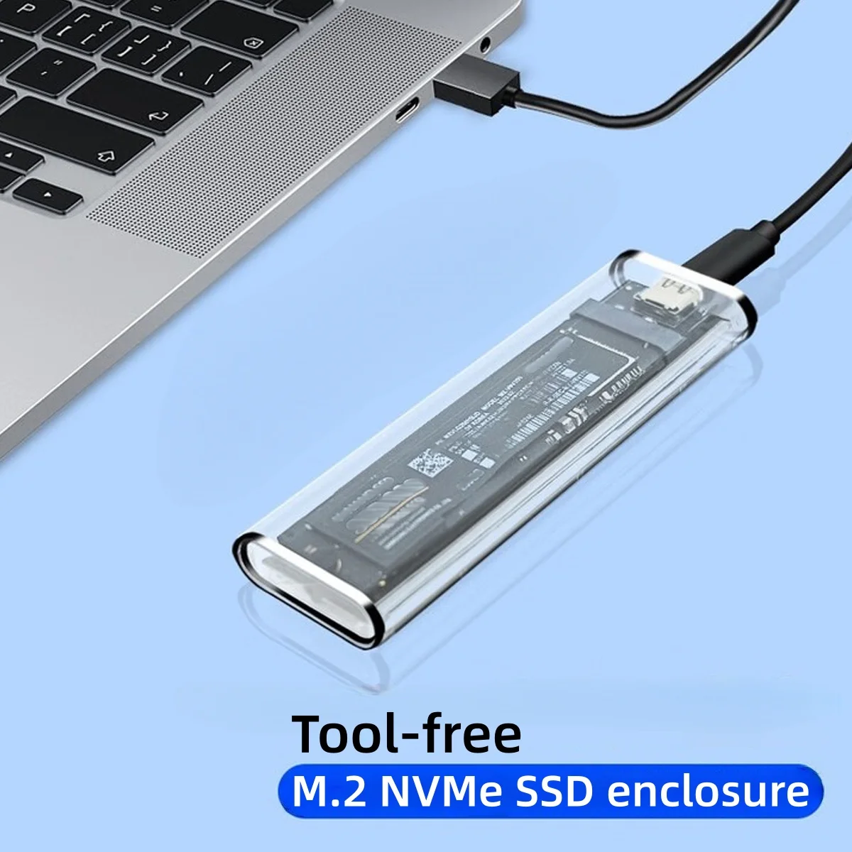 M.2 SSD-Gehäuse Transparentes M.2 NVMe SSD-Gehäuse USB 3.1 Typ C Gen2 10 Gbit/s Werkzeugfreies M.2 NVMe Solid State Drive Box für PC