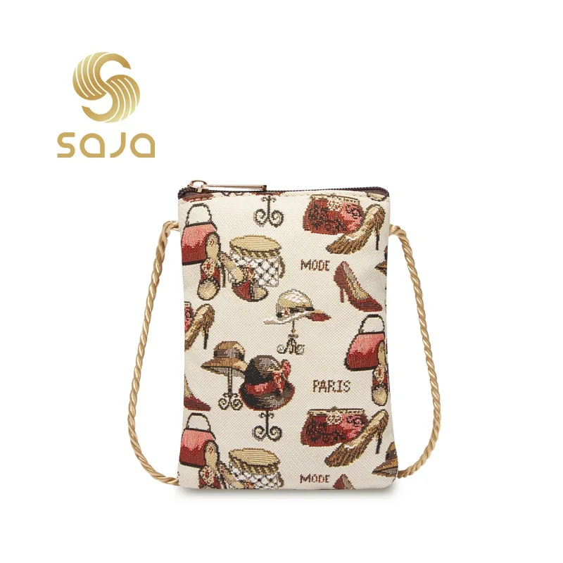 SAJA Small Women's Crossboby Bag Saco Feminino para Mulheres Saco de Ombro Leve Sapatos e Chapéus Padrão Das Senhoras Menina Compras Saco de Lazer Bolsa Zipper Encerramento Com Correia Ajustável Corda Para Celular Cart