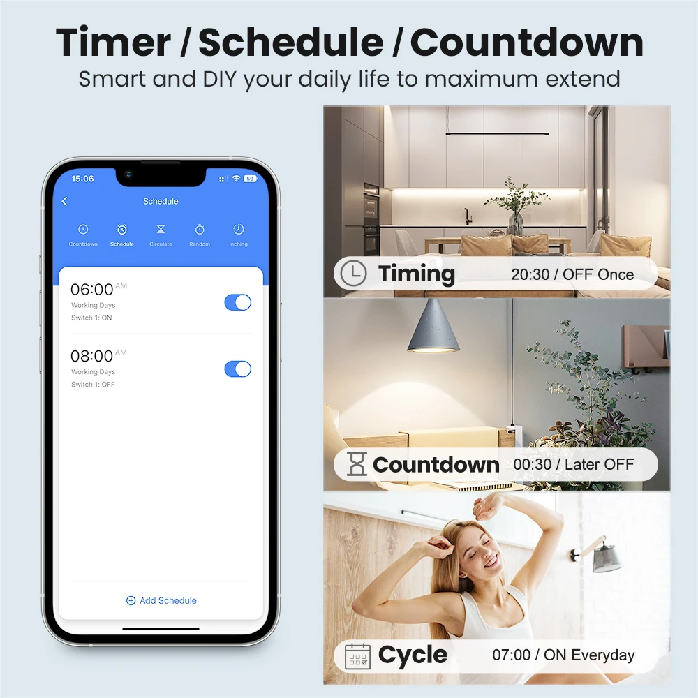 AVATTO ZigBee Tuya 1/2/3/4 Gang Mini Smart Switch DIY Light Switches Module Two-Way Control Works With Alexa Alice Google Home