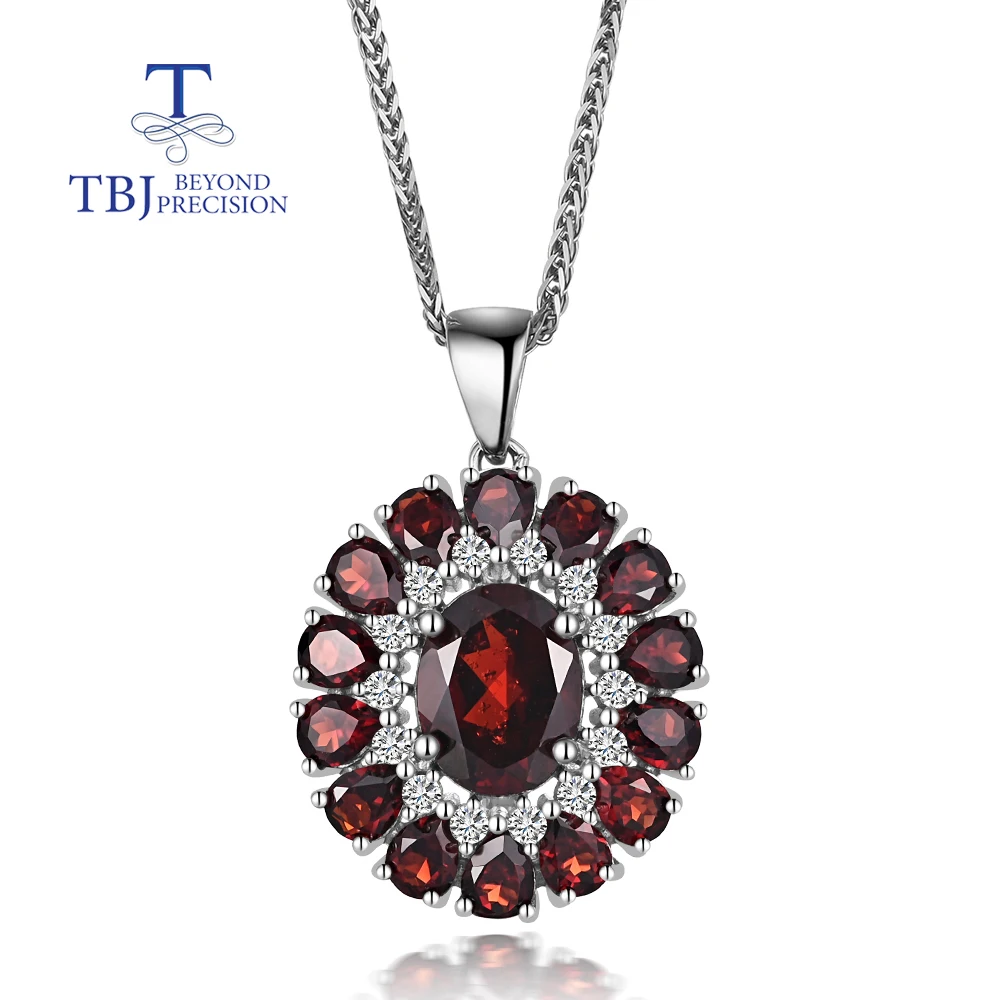 

New gorgeous round design natural garnet pendant necklace jewelry for women's anniversary everyday fashion gift