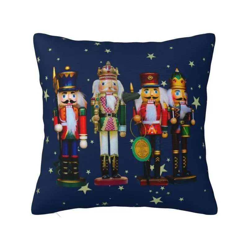 Custom Holiday Nutcrackers Pillow Case 45x45cm Christmas Nutcracker Cartoon Soldier Cushions Cover for Sofa Square Pillowcase