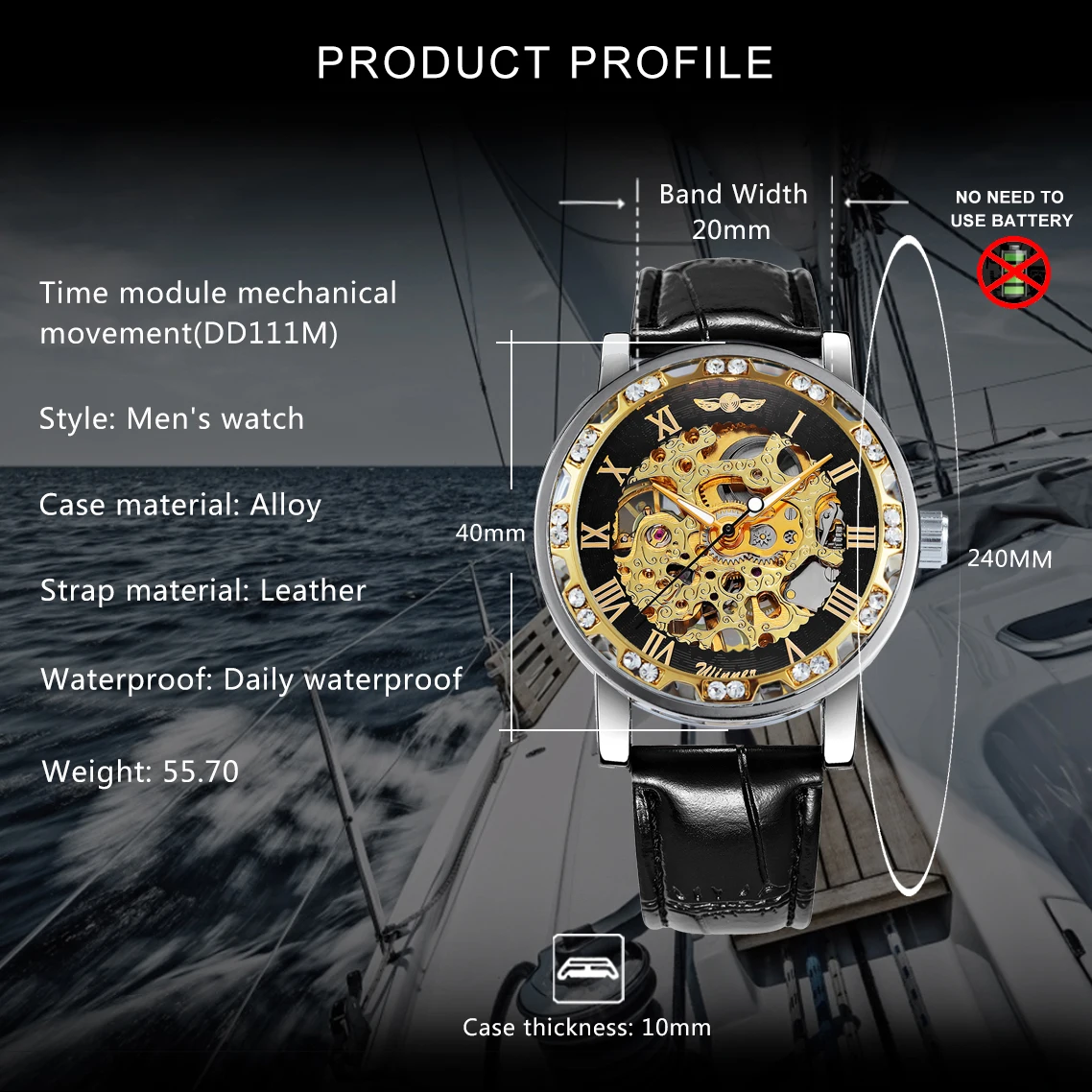 Women's Vintage Gold Skeleton Mechanical Watch