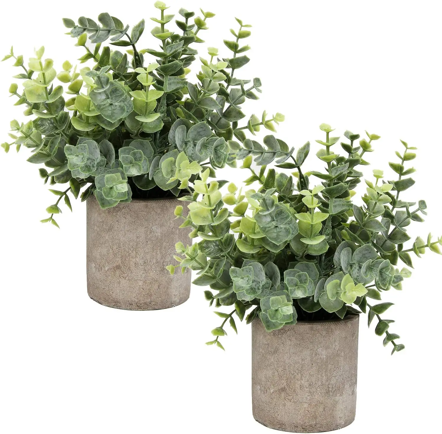Artificial Mini Potted Plants Eucalyptus Boxwood Rosemary Faux Herbs 8.3-9" Tall Indoor Greenery Tabletop Décor Centerpiece