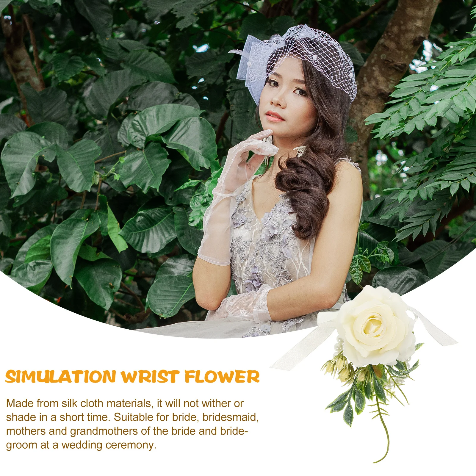 2Pcs Wrist Flower Decor Elegant Bridal Hand Flower for Rustic Weddings Bride Wristband Decor Costume Accessory