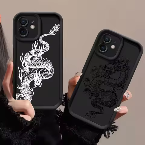 Black Dragon Phone Case for Samsung Galaxy A55 A54 A15 A16 A35 A25 A24 A14 S24 S25 Ultra S22 Plus S21 S20 S23 FE Silicone Cover