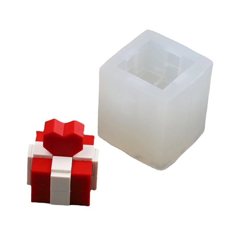 Building Blocks Gift Box Resin Mold Silicone Mold with Heart Decor