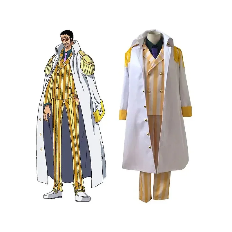 Anime Borsalino Cosplay Kostüm Admiral Kizaru Umhang und Uniformanzug Halloween Marine General Performance Kostüme