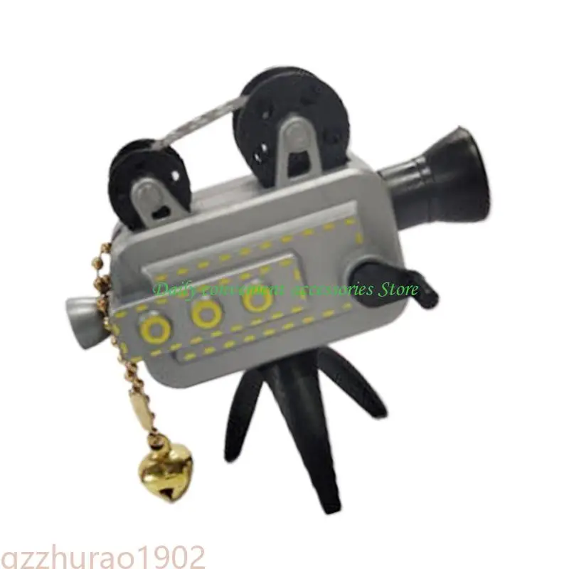 

97QB Miniature Retro Movie Projectors Keychains Hand Cranked Projection Keyring for Film Lovers and Novelty Gift Seeker