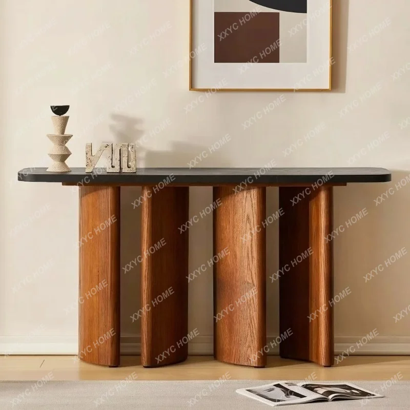XX simple luxury solid wood living room entrance Taichung antique hotel corridor against the wall strip table