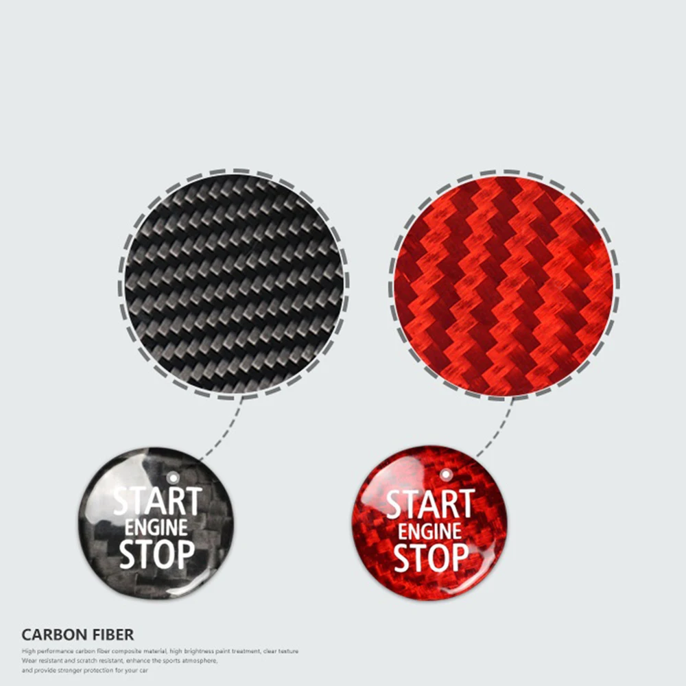 A01K-Carbon Fiber Engine Start Stop Button Interior Trim Cover Sticker For Mini Cooper R55 R56 R57 R58 R59 R60 R61