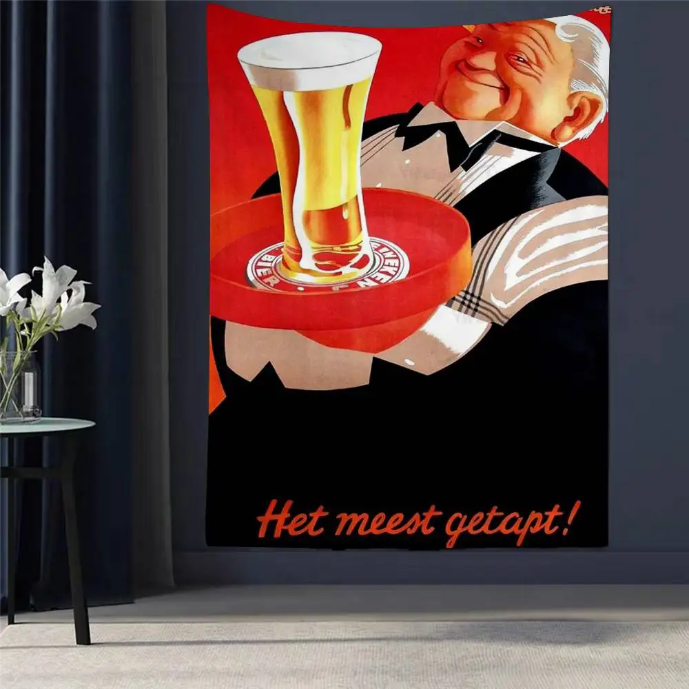 

80s Design Beer Vintage Colorful Tapestry Wall Hanging Bohemian Wall Tapestries Mandala Wall Art Decor