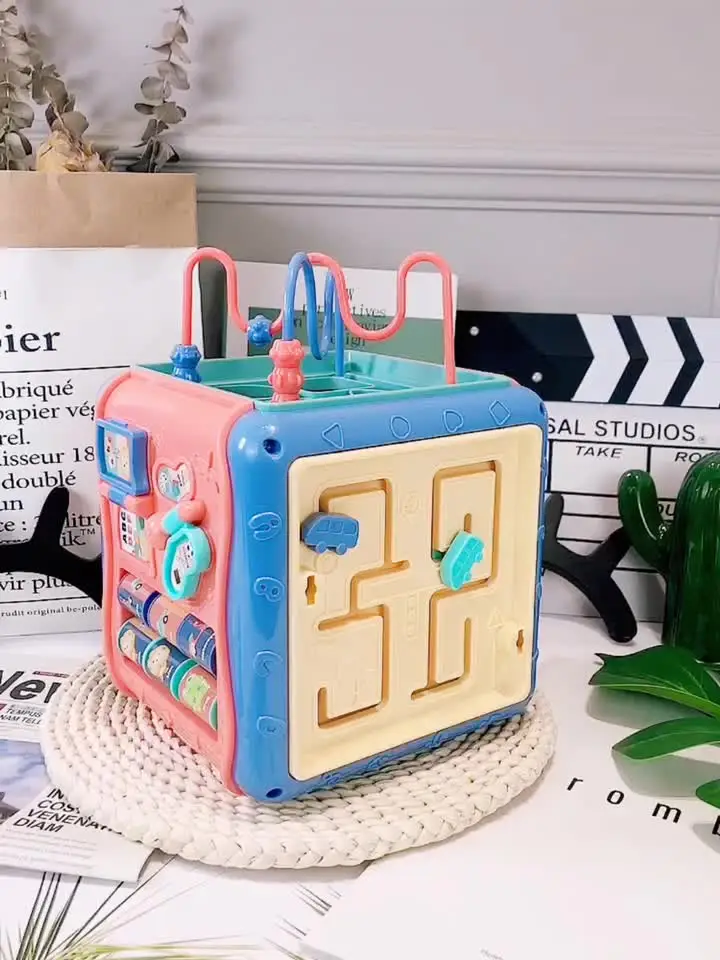 7-in-1 Activity Cube Montessori Busy Board Educational Baby Toys Shape Sorter Musical Learning Sensory Play for Toddlers
