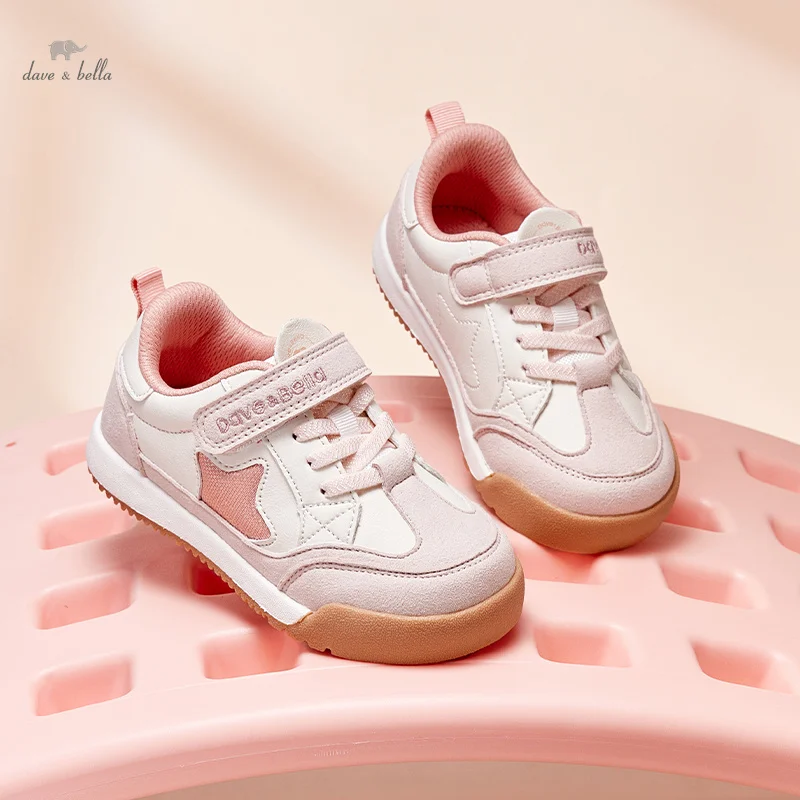 Dave Bella Spring Autumn Kid's Casual Shoes Girls Pink Shoes  Fashion Board Shoes Children's Soft Lightweight Sneakers DB3241259