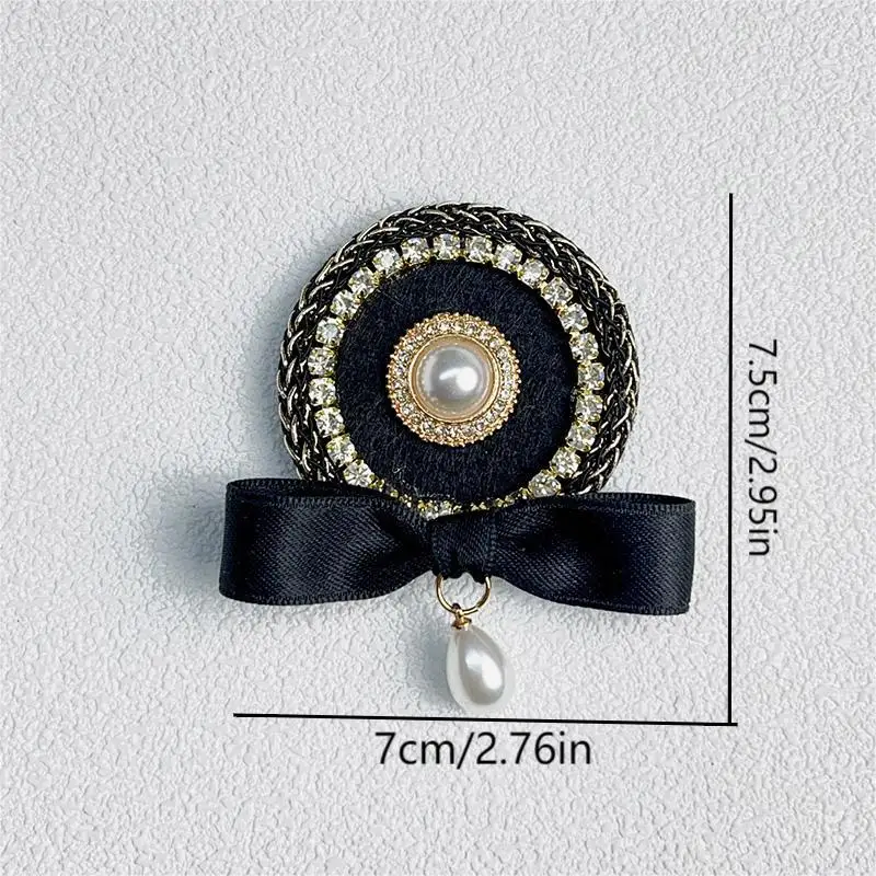 Retro British style brooch, pearl chain, bow tie, dance party accessory, shirt tie, sweater buckle