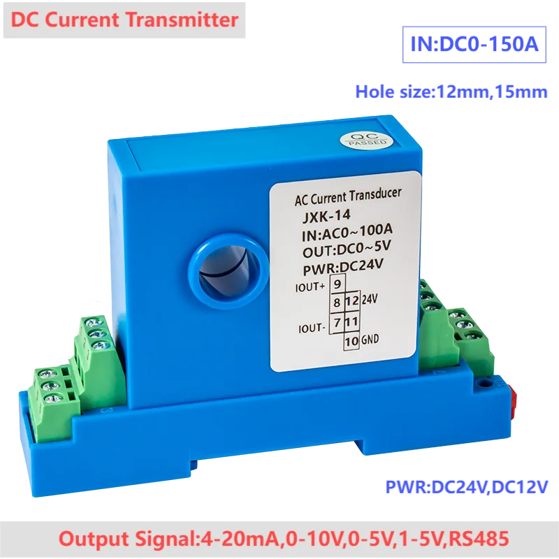 

4-20mA DC Current Transmitter 0-10V 0-5V RS485 DC Current Sensor DC0-10A 15A 20A 25A 50A DC Current Transducer 12mm 15mm Hole