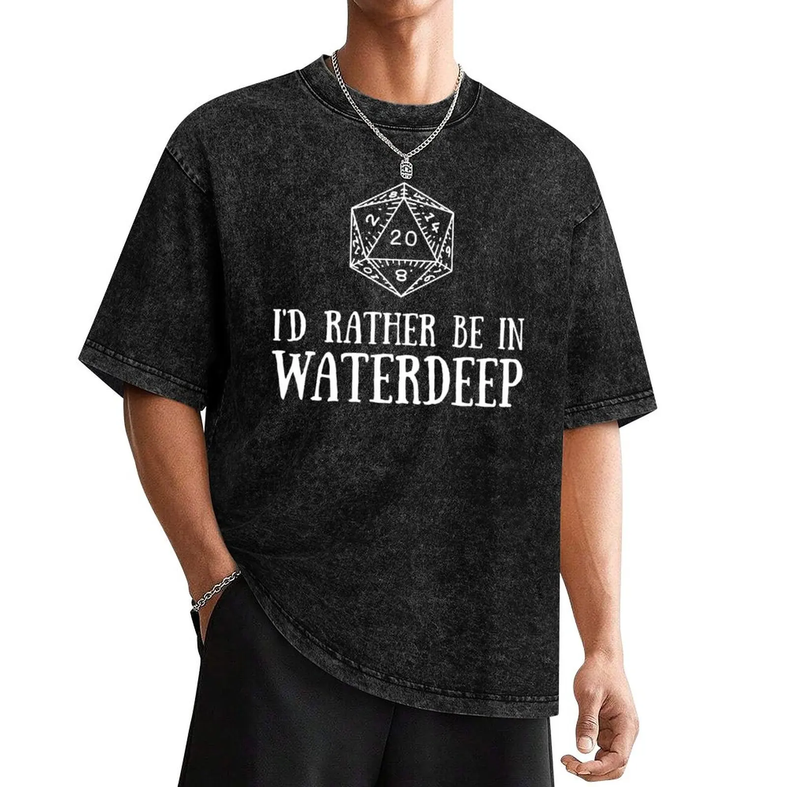 I'd rather be in Waterdeep - D&D d20 T-Shirt schwarz Jungen Animal Print New Edition Anime Kleidung Herren T-Shirts Pack