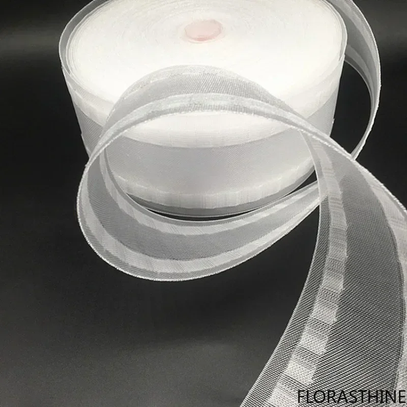 10/20/50/100M Curtain Rod Heading Tape Pinch Pleat Transparent Pocket Rod Curtain for Home Hotel Installation