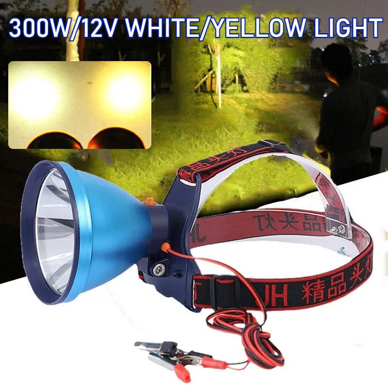 

12V External Power 300W LED High-intensity Long-range Spotlight with Large Light Spot Available in White and Yellow Color
