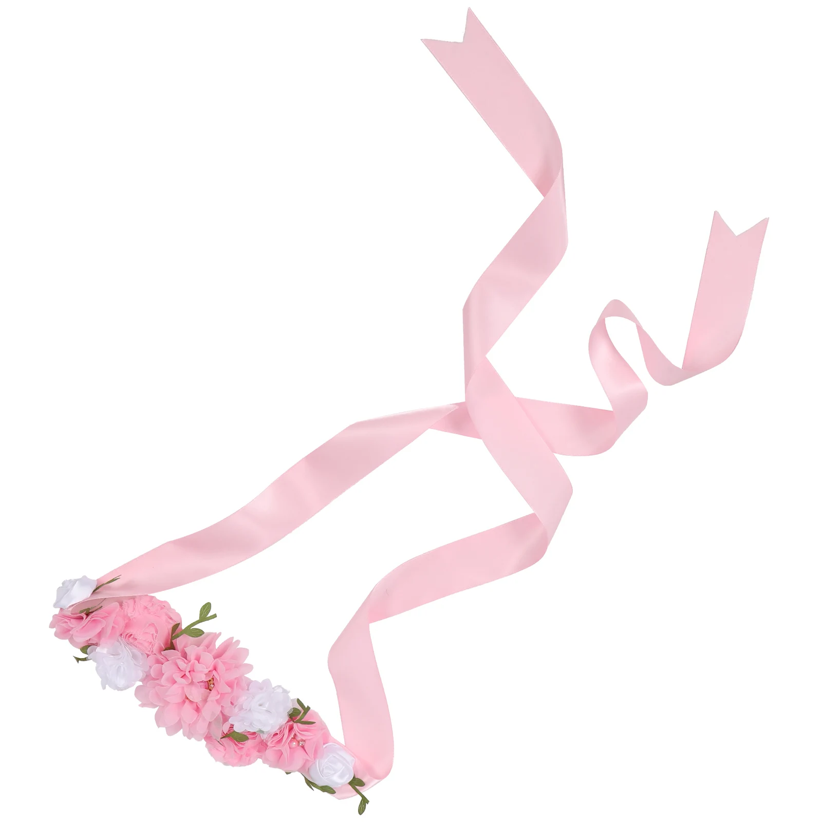 

Flower Belt for Pregnancy Baby Shower Decorative Sash Pink Color Chiffon Material Comfortable Safe Maternity Belly Belt