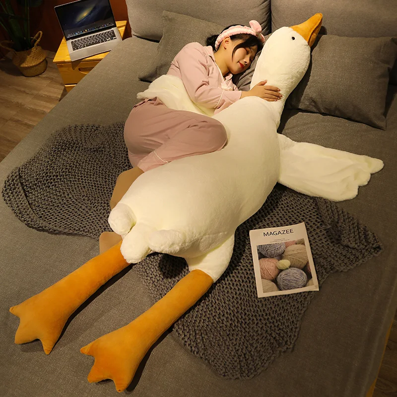 50-190cm Kawaii Giant White Goose Plush Toys Big Gray Stuffed Animal Duck Sleep Pillow Doll Girl Christmas Gifts for Kids Baby