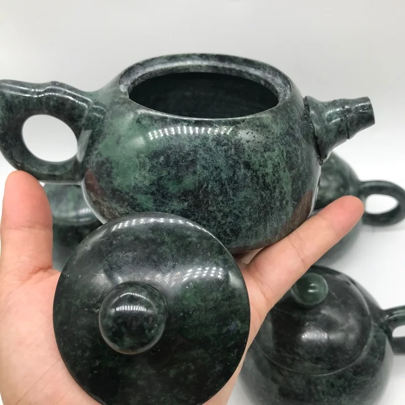 Natural Tibetan Jade Medicine Wang Shi Hip Flask Teacup Serpentine Jade Belt Magnetic Jewelry Natural Jade Color Random