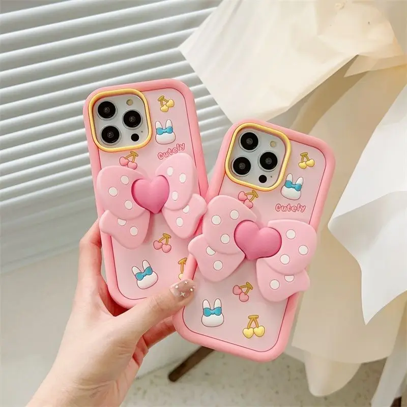 الوردي فراشة القوس الحب قوس لطيف سيليكون جراب هاتف آيفون 16 برو 15 14 13 12 11Pro ماكس زائد للصدمات مكافحة السقوط غطاء #5