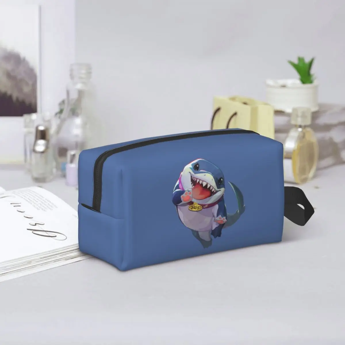 Jeff The Land Shark Makeup Bag Cosmetic Organizer Storage Dopp Kit Toiletry Cosmetic Bag for Women Beauty Travel Pencil Case