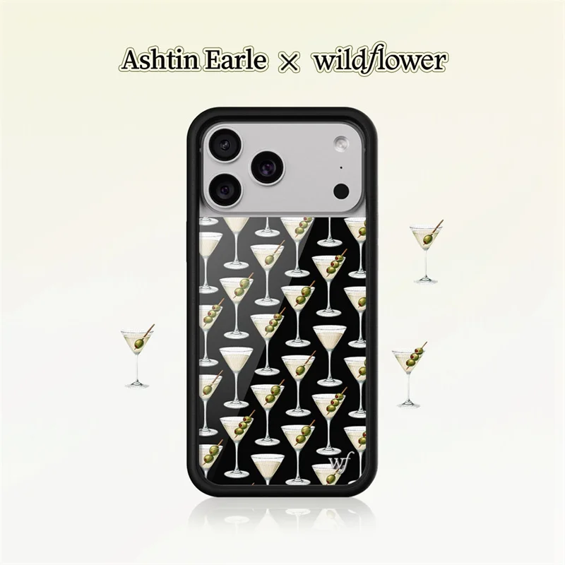 

2026 Wildflower INS Ashtin Earle Phone Case For iPhone 12 13 14 15 16 17 Pro Max Plus Air fashion Cute wine glass WF Cover﻿﻿﻿﻿﻿