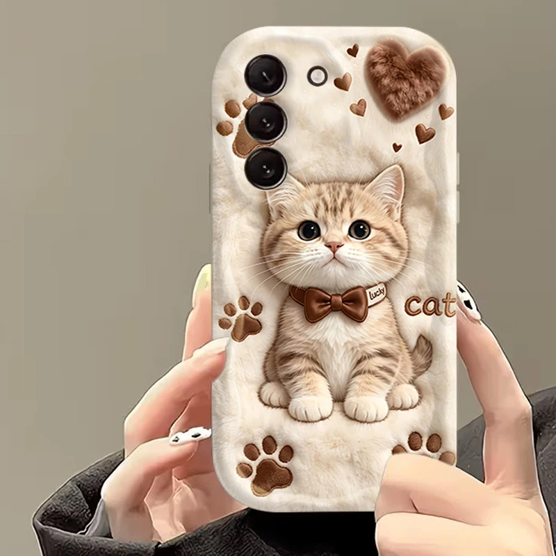 Niedliche Cartoon-Katze 2D-Druck Hülle für Samsung Galaxy A17 A37 A57 A56 A55 A54 A27 Cover für S26 S25 Ultra S24 S23 FE S22 Plus Funda