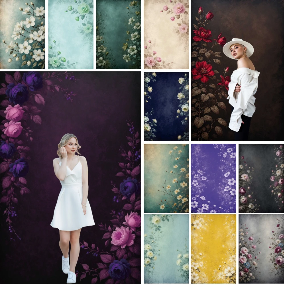 

MOON.QG Retro Floral Photography Background Abstract Gradient Tie Dye Backdrop Shooting Props Children Birthday Decor Portrait