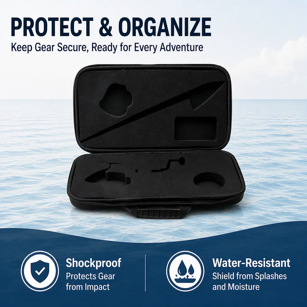 Hard EVA Fishing Tackle Storage Case Custom Cut Foam Inner Shock‑proof Water‑Resistant Portable Fishing Accessories Carry Box