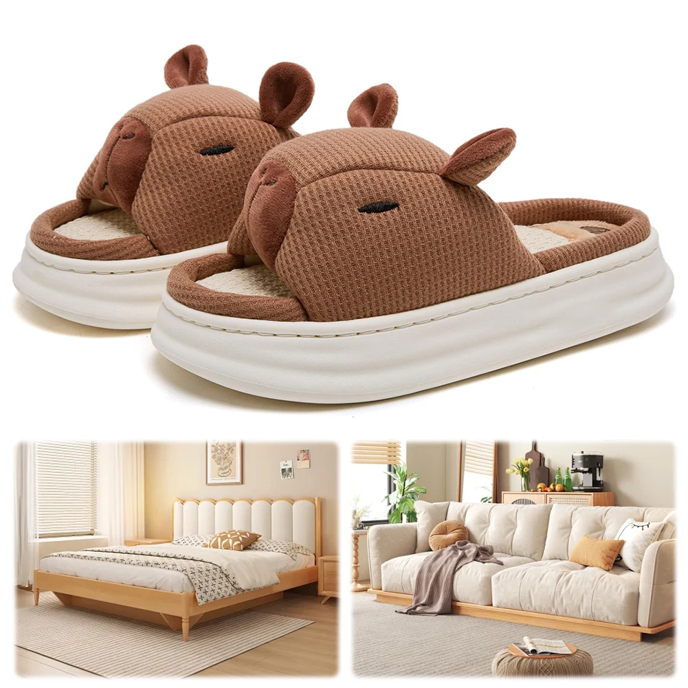 오픈 토 카피바라 슬리퍼 귀여운 동물 슬리퍼 미끄럼 방지 부드러운 실내 슬리퍼 귀여운 슬립온 슬리퍼 실내 침실용