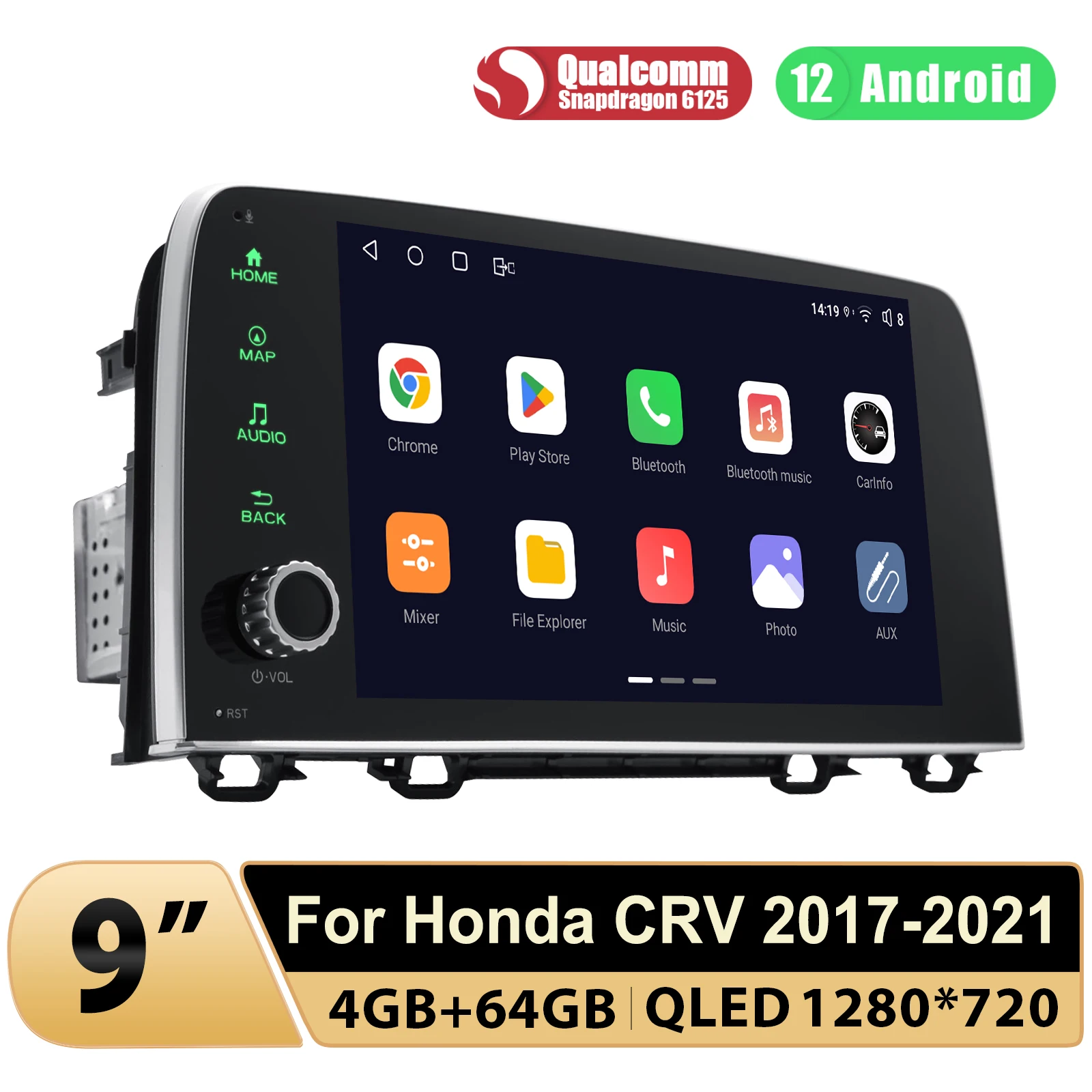 JOYING 9 Inch QLED Android Car Radio Stereo Multimedia Player Head Unit For Honda CRV CR-V 2017-2021 With Carplay Plug and Play